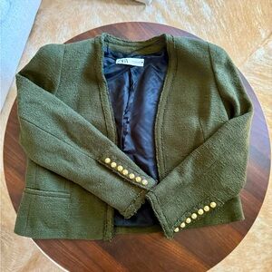 Boucle cropped Zara Blazer Size L